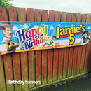 Personalised birthday banner displayed outdoors